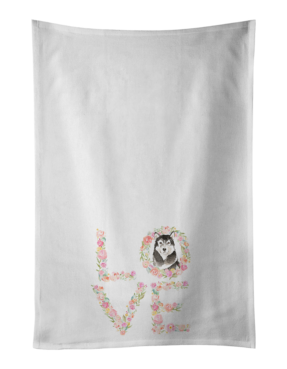Alaskan Malamute Love Kitchen Towel Set of 2 White Dish Towels Decorative Bathroom Hand towel for Hand, Face, Hair, Yoga, Tea, Dishcloth, 19 X 28", White