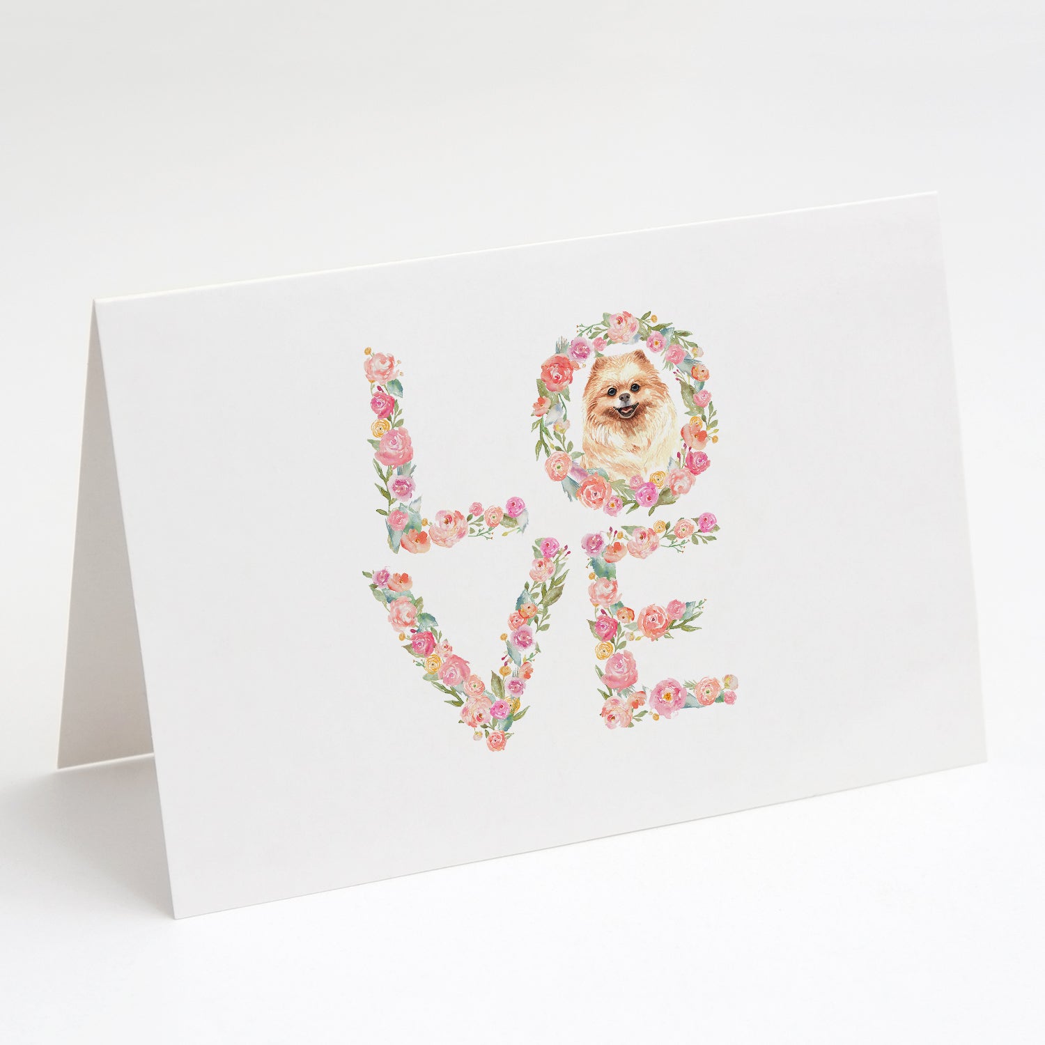Pomeranian #2 Love Greeting Cards Pack of 8 Blank Cards with Envelopes Whimsical A7 Size 5x7