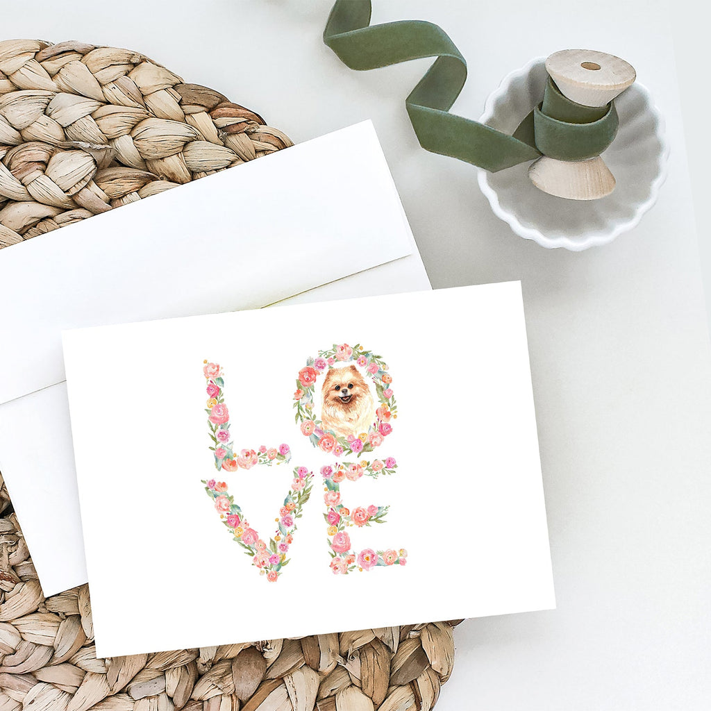 Pomeranian #2 Love Greeting Cards Pack of 8 Blank Cards with Envelopes Whimsical A7 Size 5x7