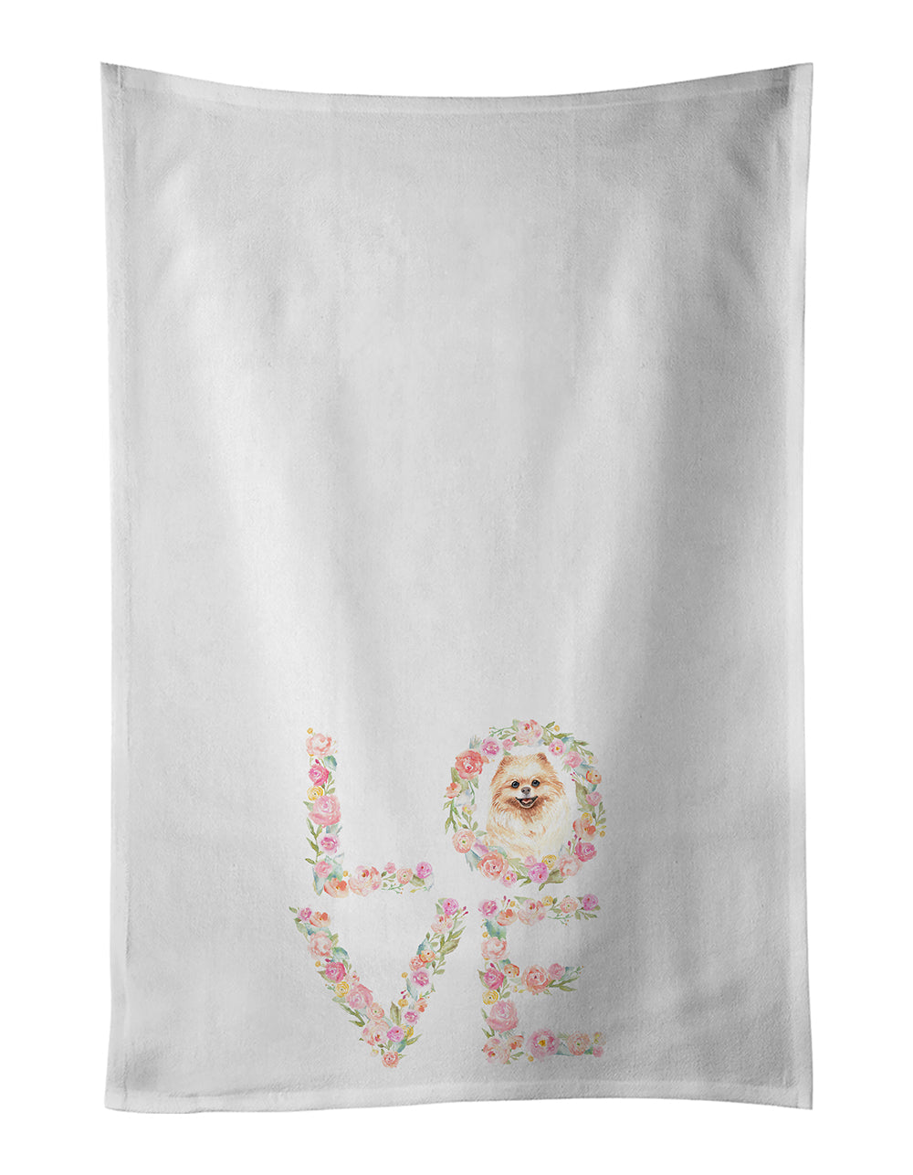 Pomeranian #2 Love Kitchen Towel Set of 2 White Dish Towels Decorative Bathroom Hand towel for Hand, Face, Hair, Yoga, Tea, Dishcloth, 19 X 28", White