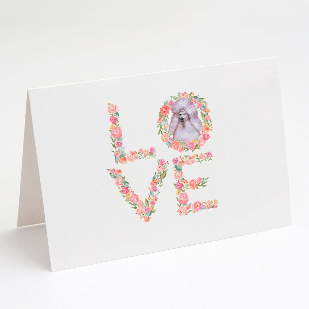 White Standard Poodle Love Greeting Cards Pack of 8 Blank Cards with Envelopes Whimsical A7 Size 5x7