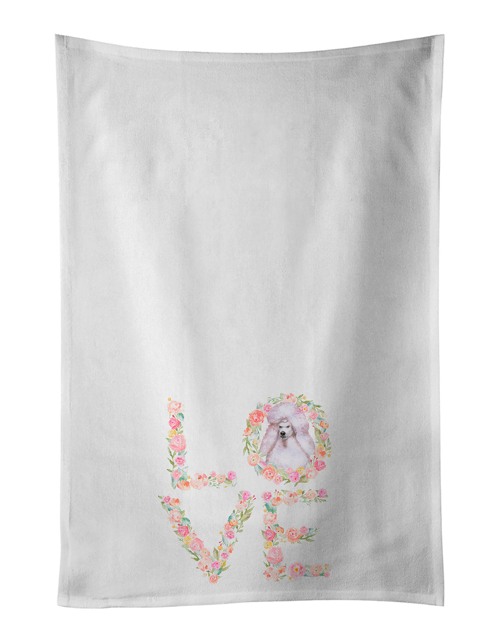 White Standard Poodle Love Kitchen Towel Set of 2 White Dish Towels Decorative Bathroom Hand towel for Hand, Face, Hair, Yoga, Tea, Dishcloth, 19 X 28", White
