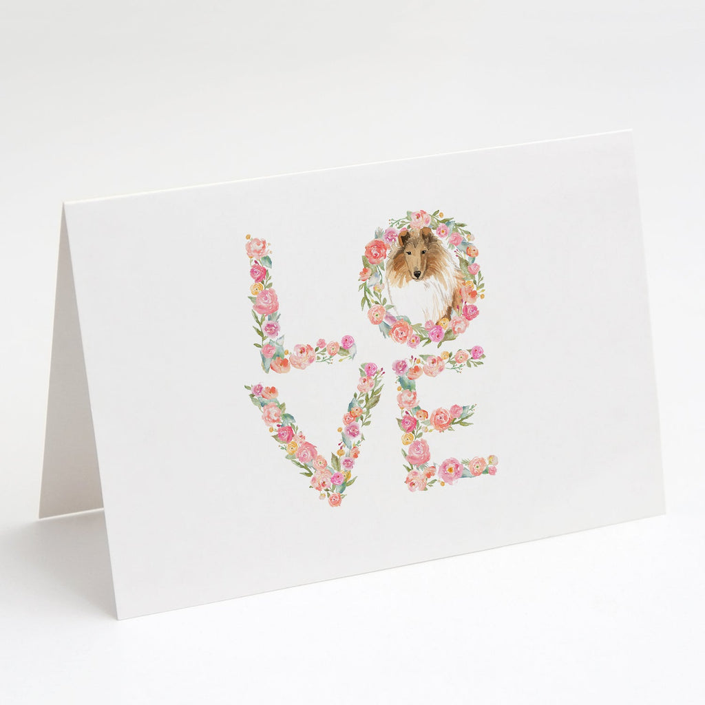 Rough Collie Love Greeting Cards Pack of 8 Blank Cards with Envelopes Whimsical A7 Size 5x7