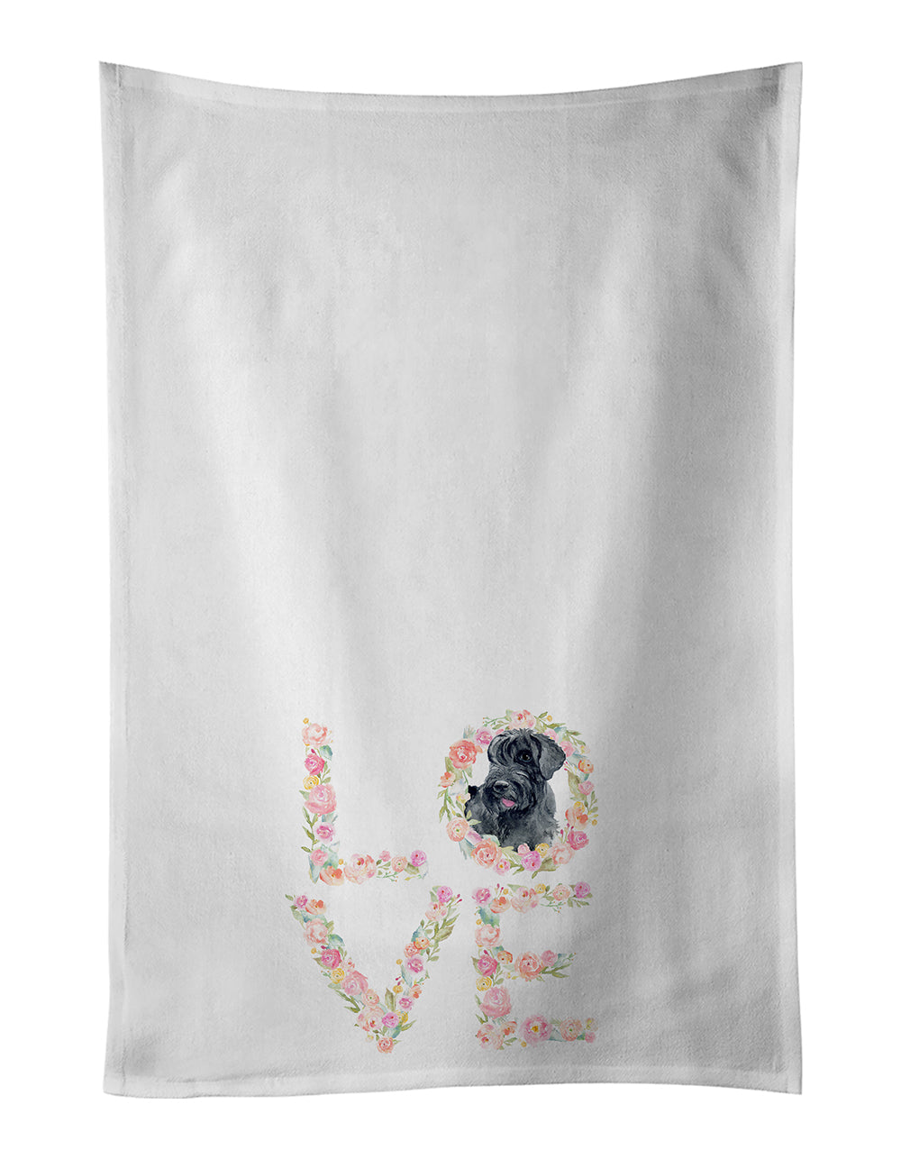 Giant Schnauzer Love Kitchen Towel Set of 2 White Dish Towels Decorative Bathroom Hand towel for Hand, Face, Hair, Yoga, Tea, Dishcloth, 19 X 28", White