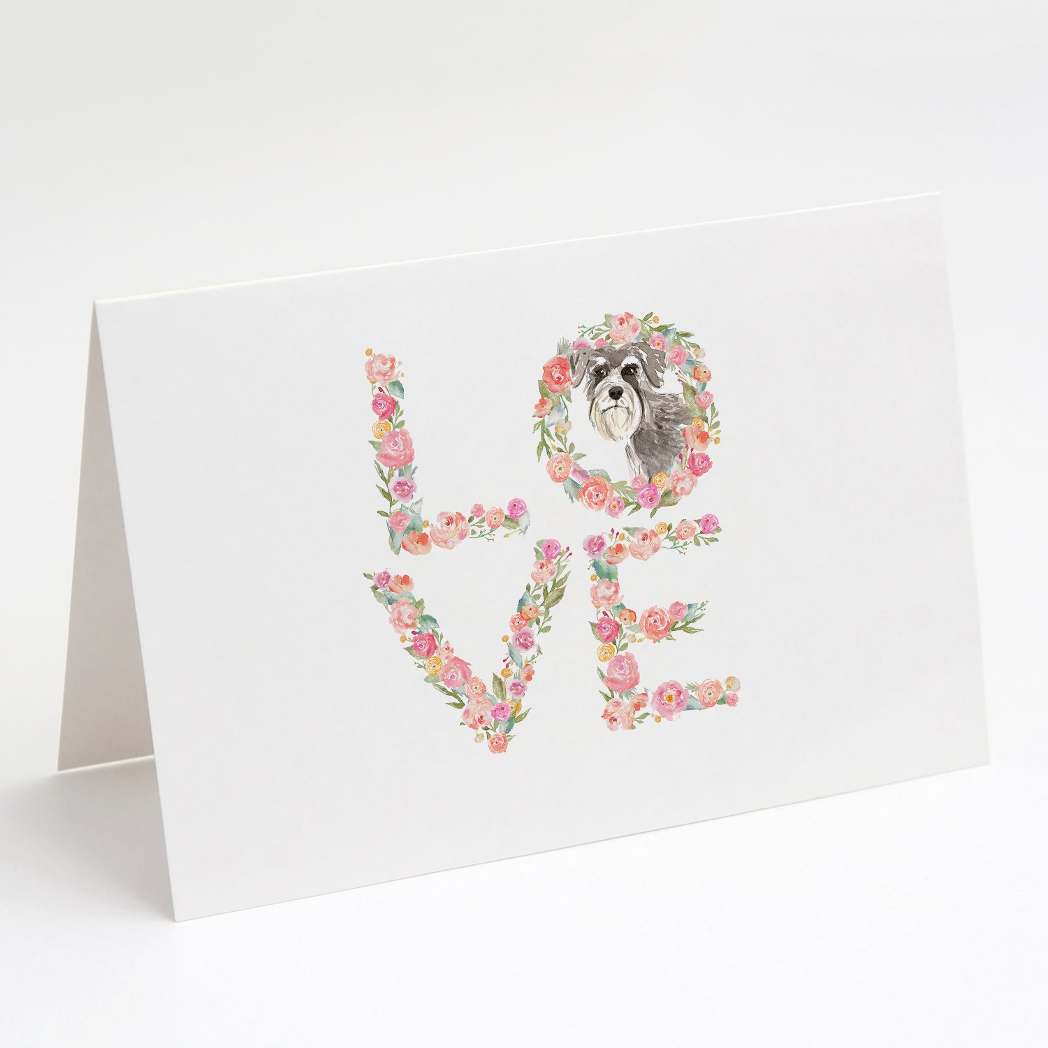 Schnauzer #2 Love Greeting Cards Pack of 8 Blank Cards with Envelopes Whimsical A7 Size 5x7