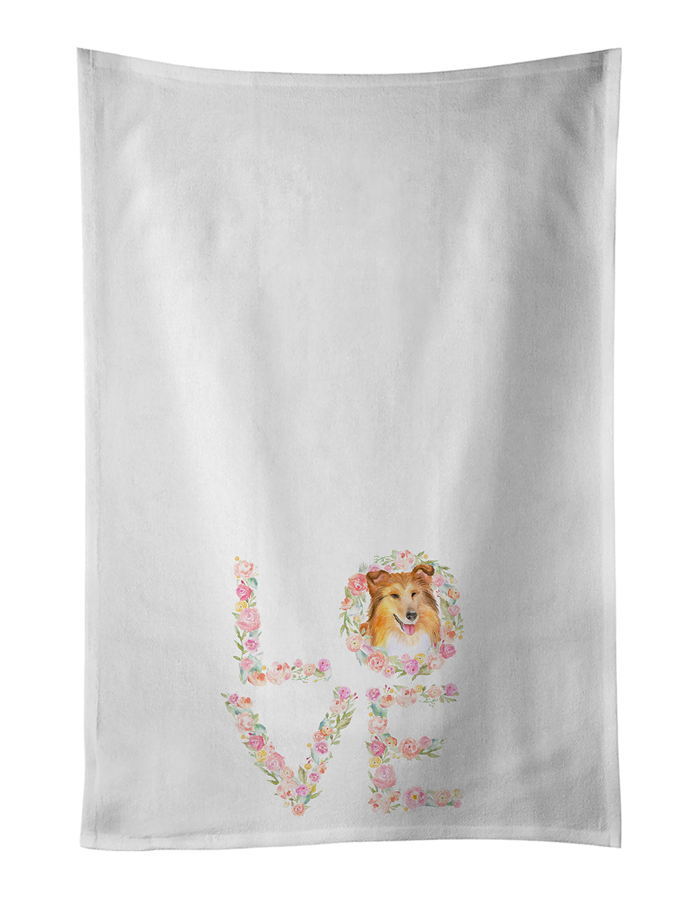 Sheltie Shetland Sheepdog Love Kitchen Towel Set of 2 White Dish Towels Decorative Bathroom Hand towel for Hand, Face, Hair, Yoga, Tea, Dishcloth, 19 X 28", White