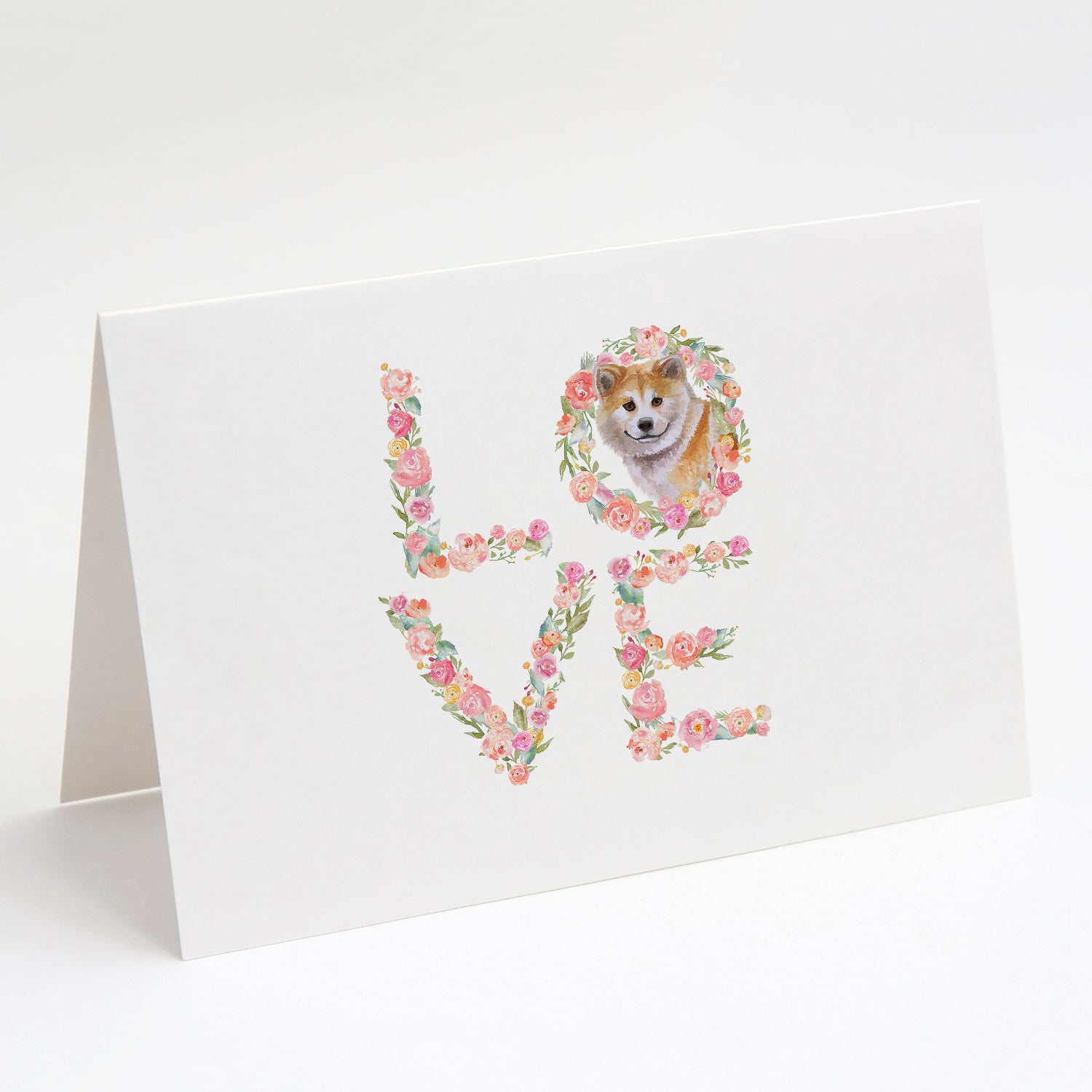 Shiba Inu Love Greeting Cards Pack of 8 Blank Cards with Envelopes Whimsical A7 Size 5x7