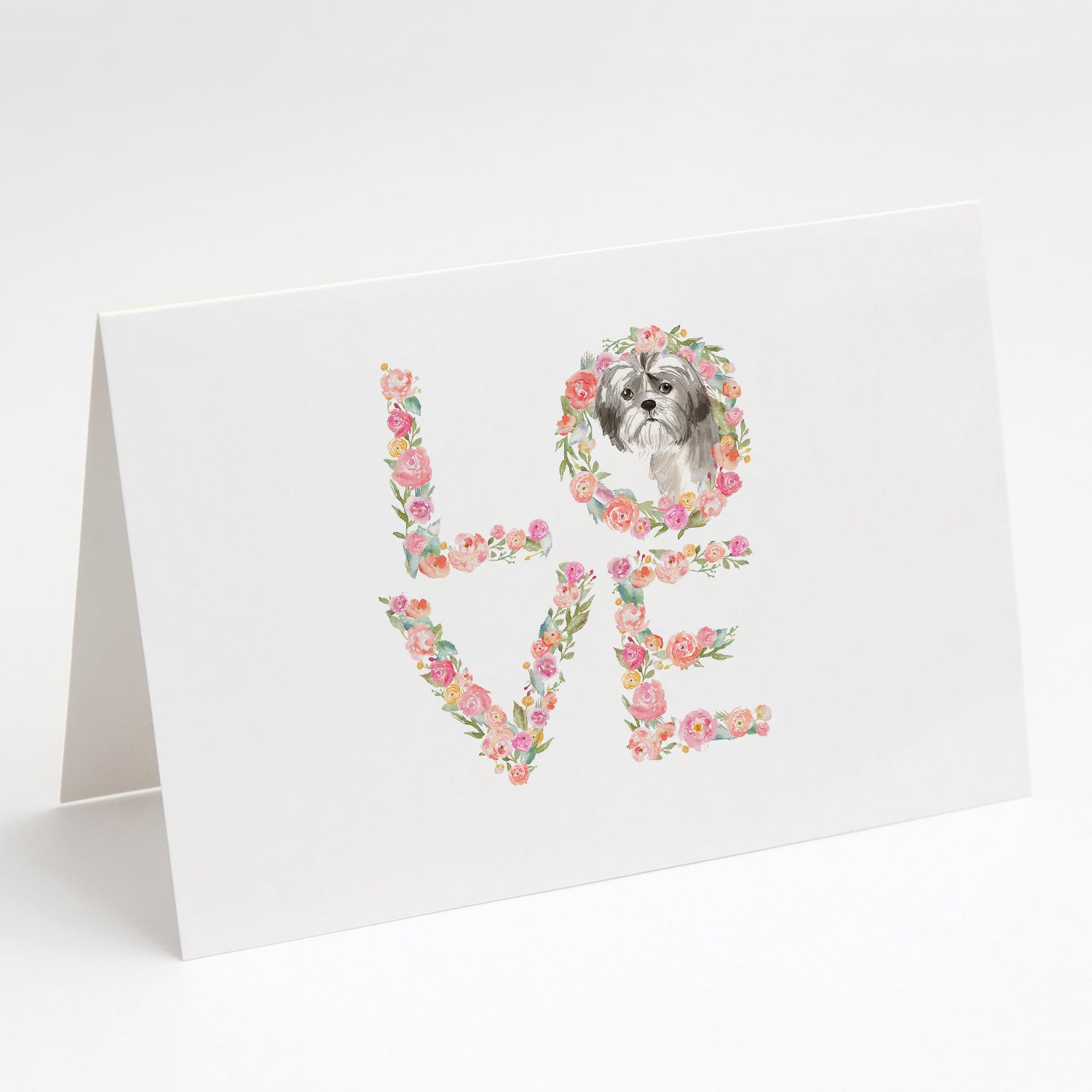 Shih Tzu #2 Love Greeting Cards Pack of 8 Blank Cards with Envelopes Whimsical A7 Size 5x7