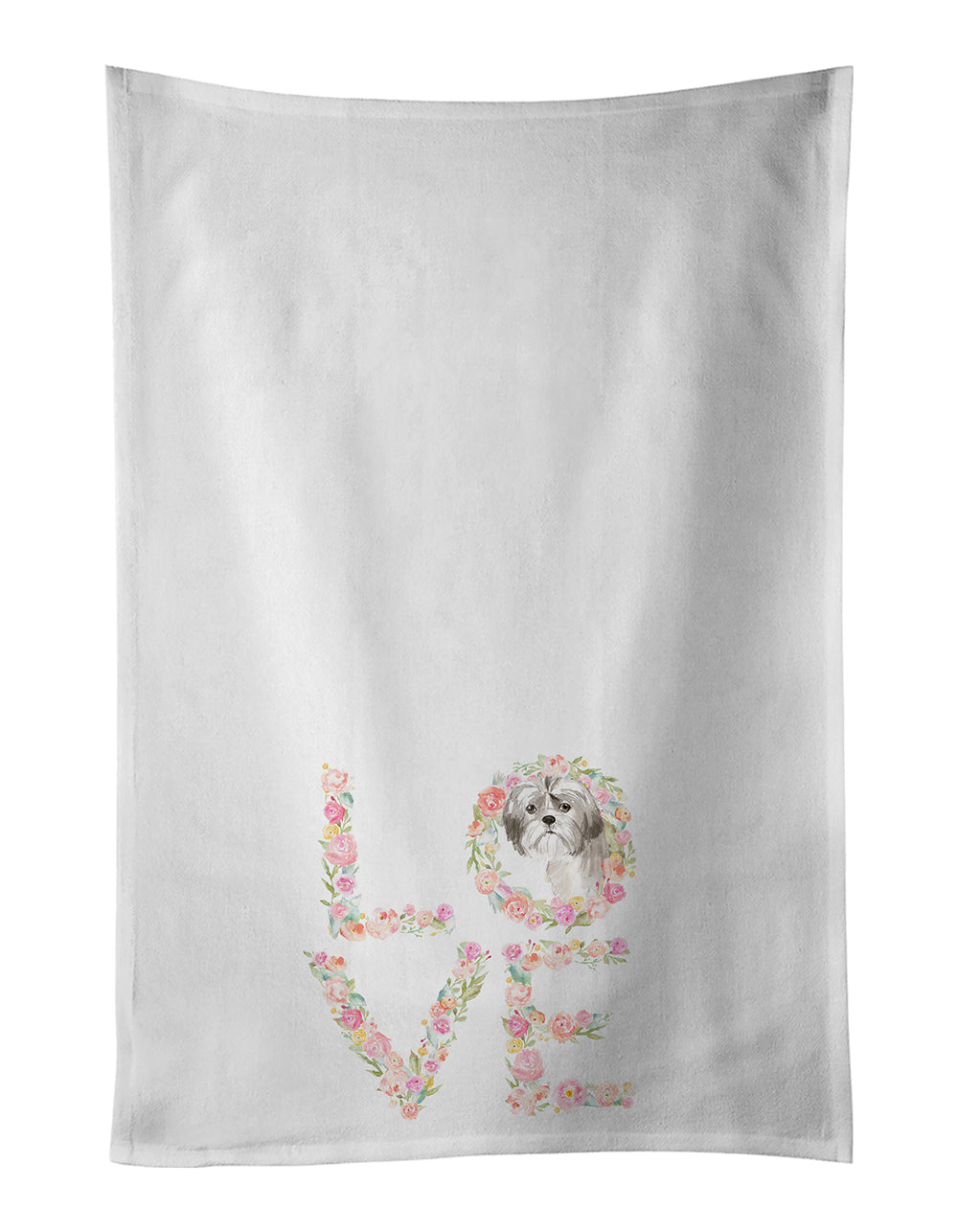Shih Tzu #2 Love Kitchen Towel Set of 2 White Dish Towels Decorative Bathroom Hand towel for Hand, Face, Hair, Yoga, Tea, Dishcloth, 19 X 28", White