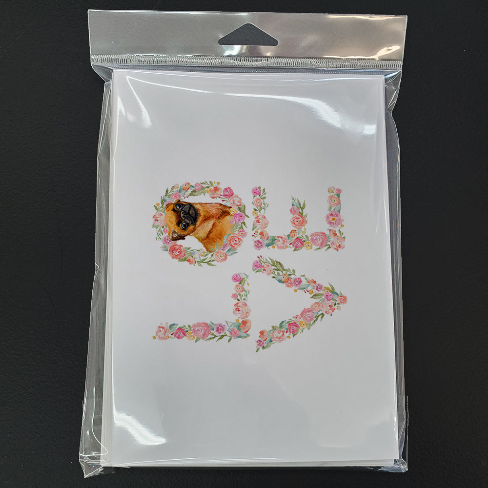 Small Brabant Griffon Love Greeting Cards Pack of 8 Blank Cards with Envelopes Whimsical A7 Size 5x7