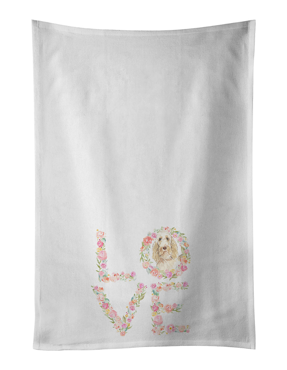 Spinone Italiano Love Kitchen Towel Set of 2 White Dish Towels Decorative Bathroom Hand towel for Hand, Face, Hair, Yoga, Tea, Dishcloth, 19 X 28", White