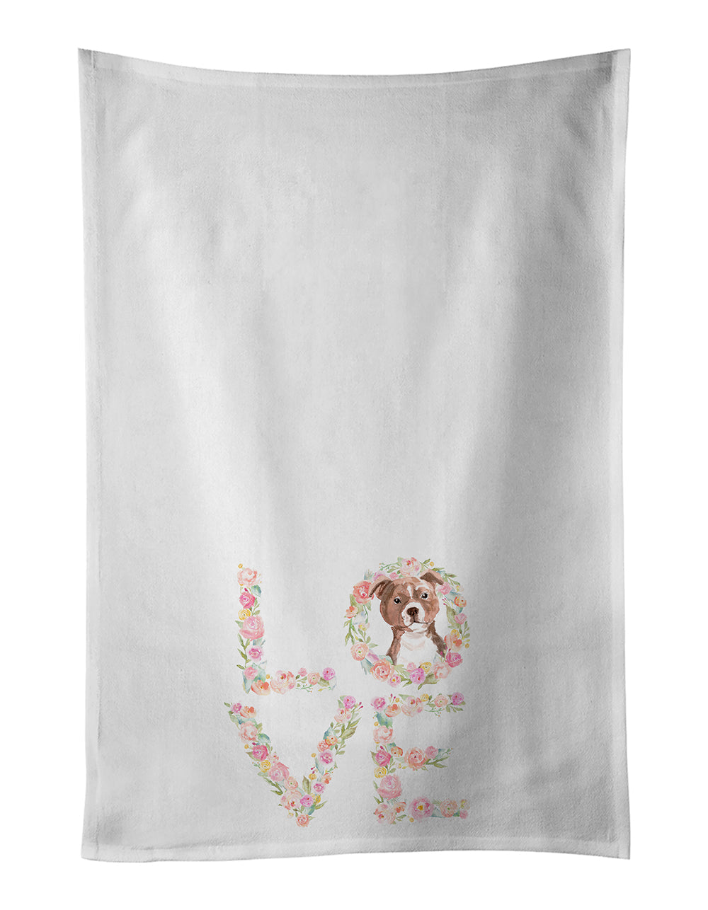 Staffordshire Bull Terrier #2 Love Kitchen Towel Set of 2 White Dish Towels Decorative Bathroom Hand towel for Hand, Face, Hair, Yoga, Tea, Dishcloth, 19 X 28", White