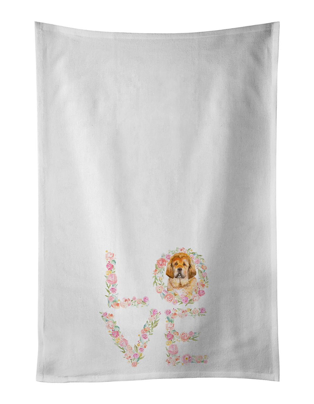 Tibetan Mastiff Love Kitchen Towel Set of 2 White Dish Towels Decorative Bathroom Hand towel for Hand, Face, Hair, Yoga, Tea, Dishcloth, 19 X 28", White