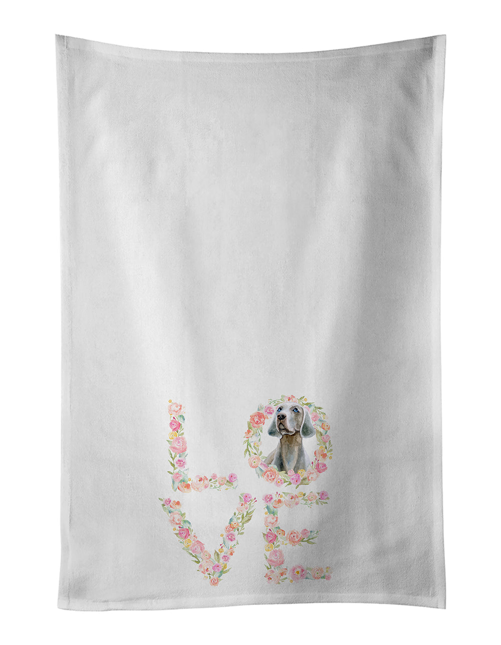 Weimaraner #2 Love Kitchen Towel Set of 2 White Dish Towels Decorative Bathroom Hand towel for Hand, Face, Hair, Yoga, Tea, Dishcloth, 19 X 28", White