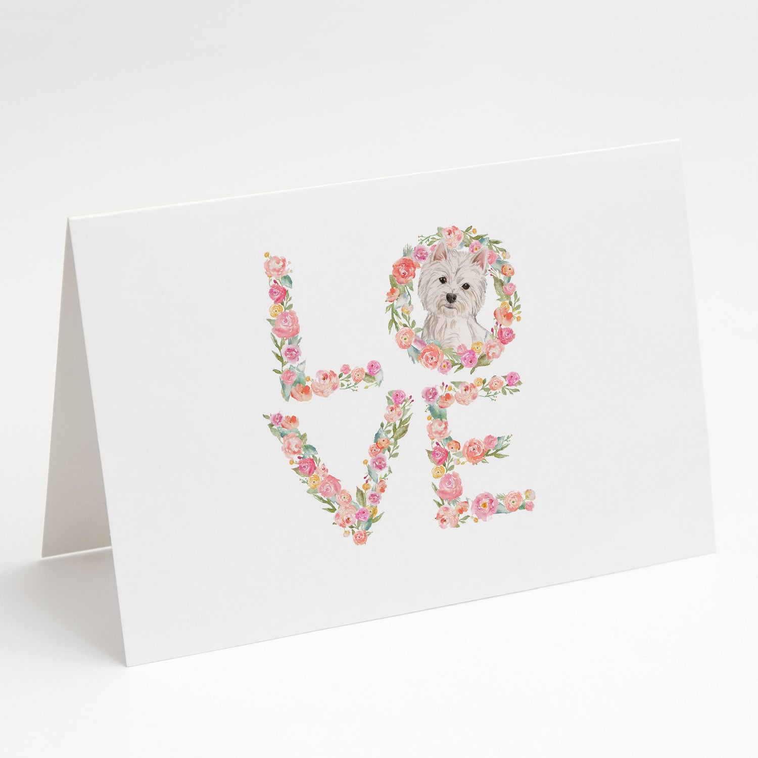 Westie Love Greeting Cards Pack of 8 Blank Cards with Envelopes Whimsical A7 Size 5x7
