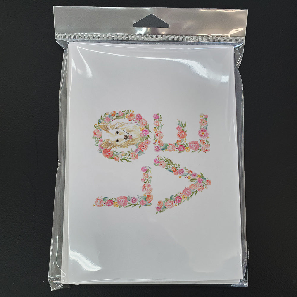 White Collie Love Greeting Cards Pack of 8 Blank Cards with Envelopes Whimsical A7 Size 5x7