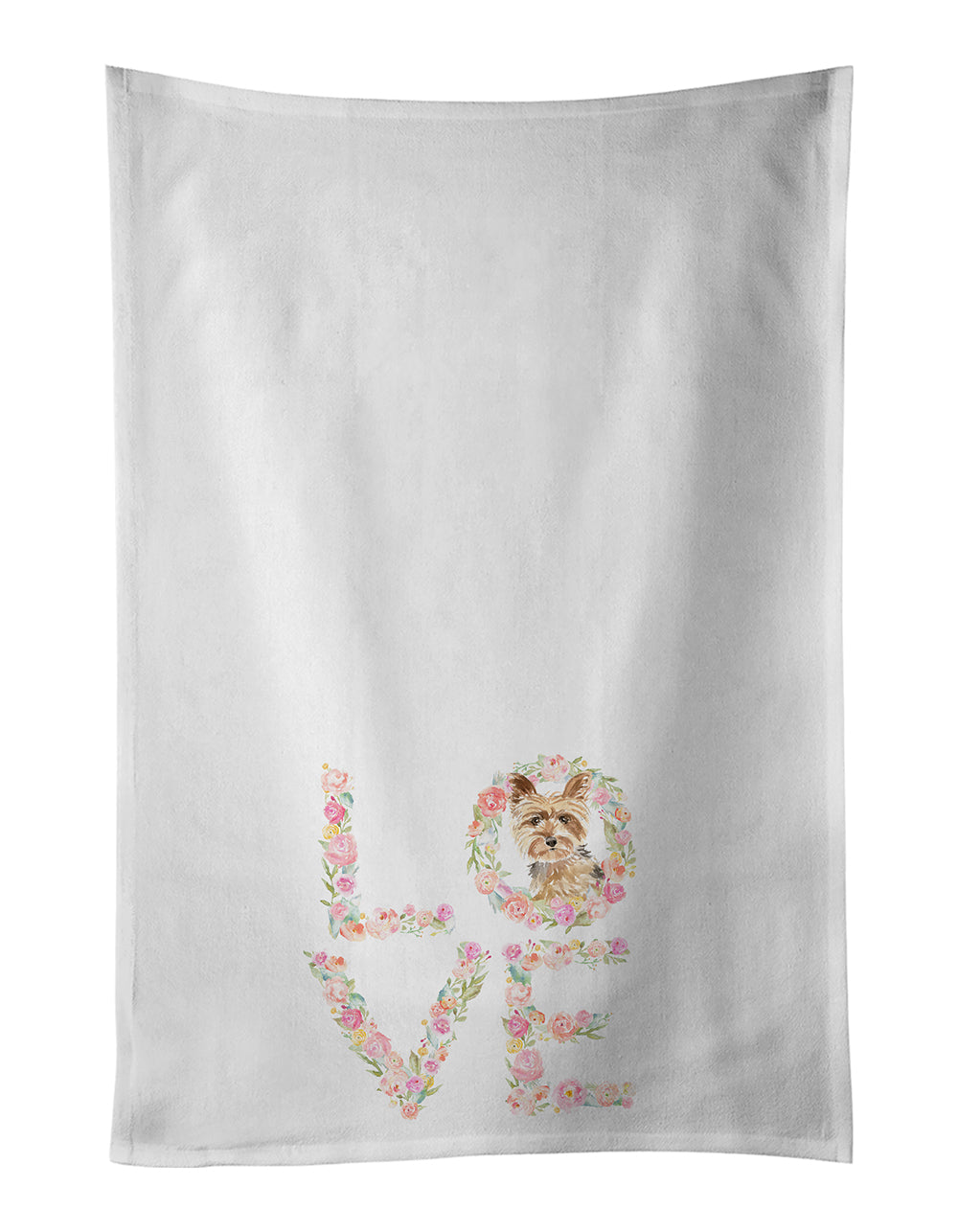 Yorkshire Terrier Yorkie Love Kitchen Towel Set of 2 White Dish Towels Decorative Bathroom Hand towel for Hand, Face, Hair, Yoga, Tea, Dishcloth, 19 X 28", White