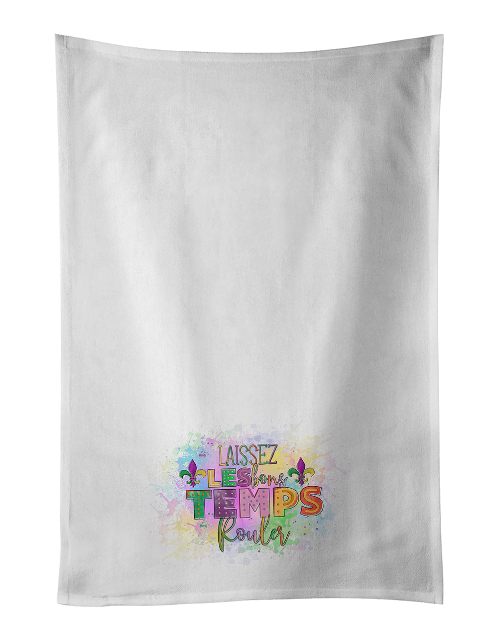 Laissex Les bons Temps Rouler Mardi Gras Kitchen Towel Set of 2 White Dish Towels Decorative Bathroom Hand towel for Hand, Face, Hair, Yoga, Tea, Dishcloth, 19 X 28", White