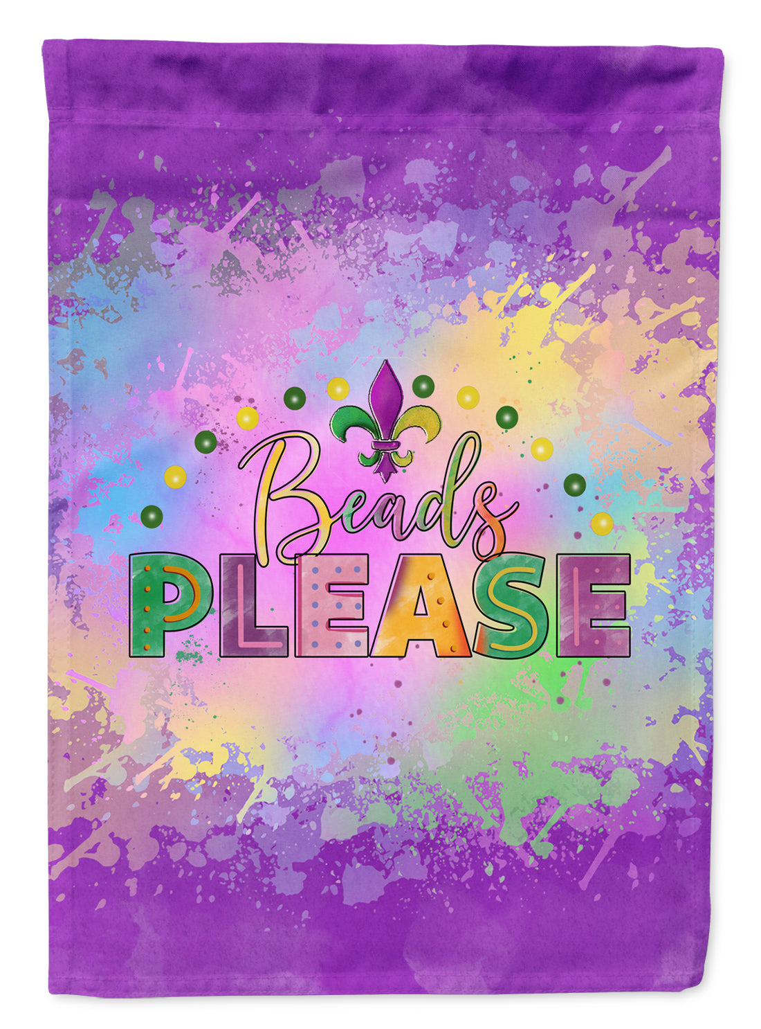 Beads Please Mardi Gras House Flag 28x40 Porch Sleeve Pole Decorative Outside Yard Banner Artwork Wall Hanging, Polyester