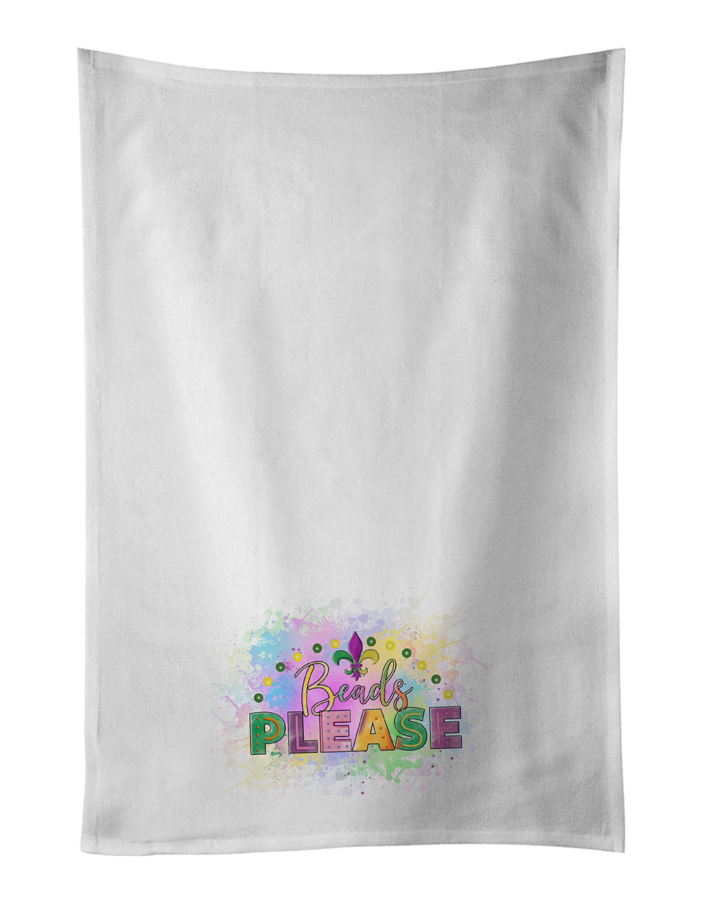 Beads Please Mardi Gras Kitchen Towel Set of 2 White Dish Towels Decorative Bathroom Hand towel for Hand, Face, Hair, Yoga, Tea, Dishcloth, 19 X 28", White