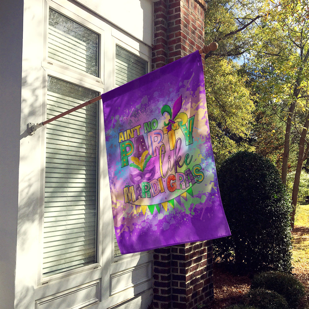 Ain't No Party Like Mardi Gras House Flag 28x40 Porch Sleeve Pole Decorative Outside Yard Banner Artwork Wall Hanging, Polyester