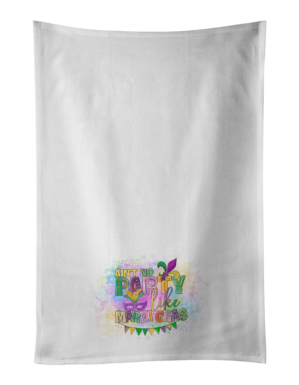 Ain't No Party Like Mardi Gras Kitchen Towel Set of 2 White Dish Towels Decorative Bathroom Hand towel for Hand, Face, Hair, Yoga, Tea, Dishcloth, 19 X 28", White