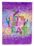 Let's Get Cray Mardi Gras House Flag 28x40 Porch Sleeve Pole Decorative Outside Yard Banner Artwork Wall Hanging, Polyester
