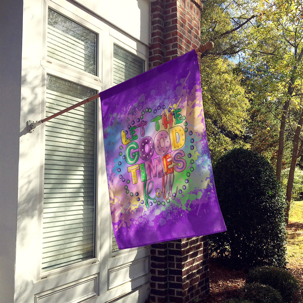 Let the Good Times Roll Mardi Gras House Flag 28x40 Porch Sleeve Pole Decorative Outside Yard Banner Artwork Wall Hanging, Polyester