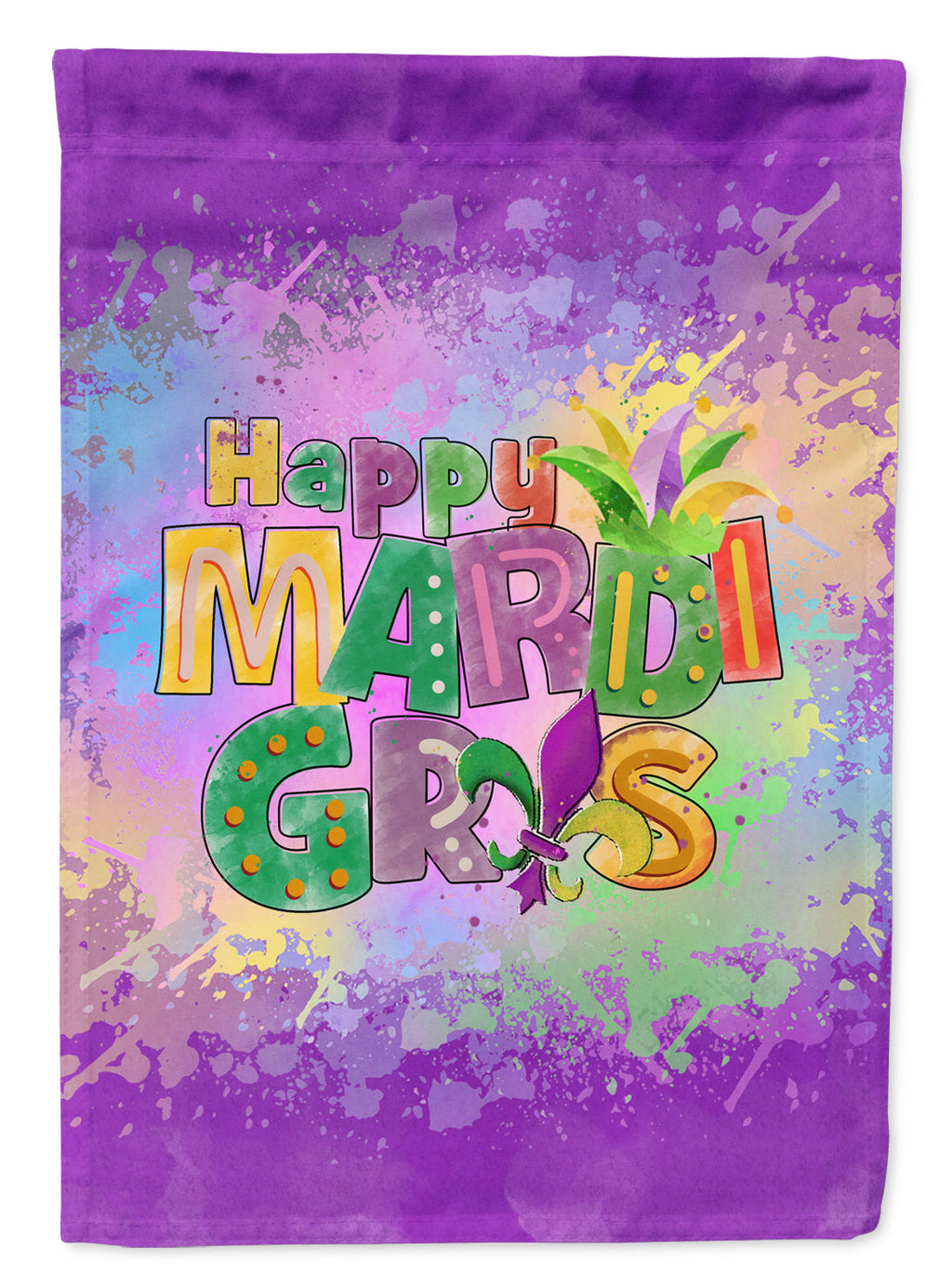 Happy Mardi Gras House Flag 28x40 Porch Sleeve Pole Decorative Outside Yard Banner Artwork Wall Hanging, Polyester