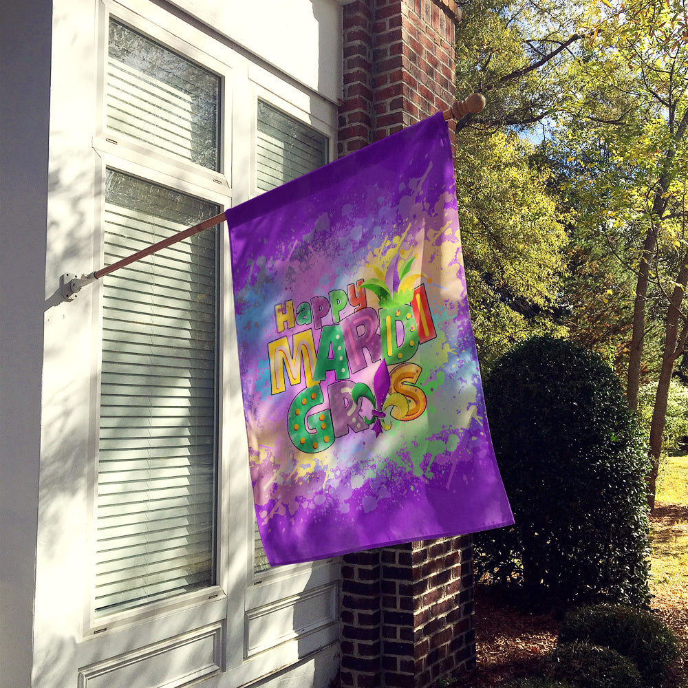 Happy Mardi Gras House Flag 28x40 Porch Sleeve Pole Decorative Outside Yard Banner Artwork Wall Hanging, Polyester