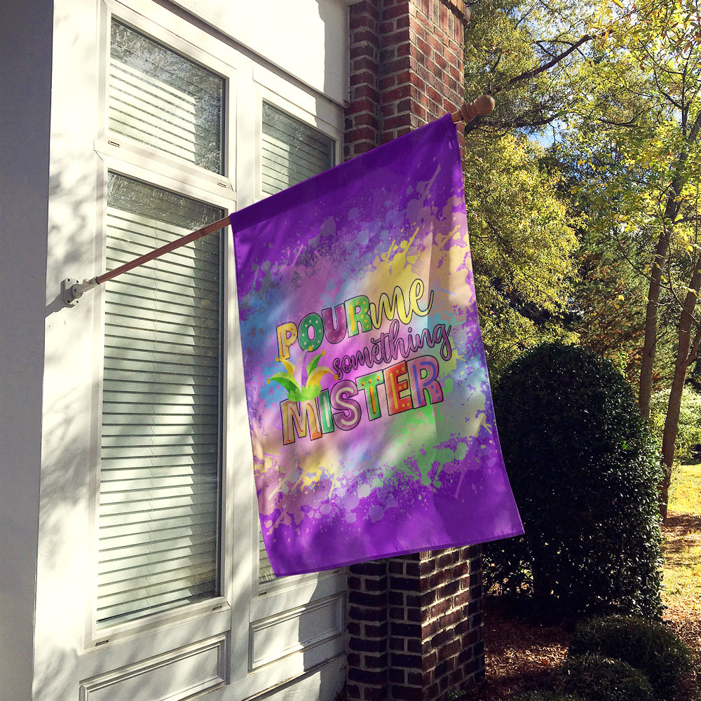 Pour Me Something Mister Mardi Gras House Flag 28x40 Porch Sleeve Pole Decorative Outside Yard Banner Artwork Wall Hanging, Polyester