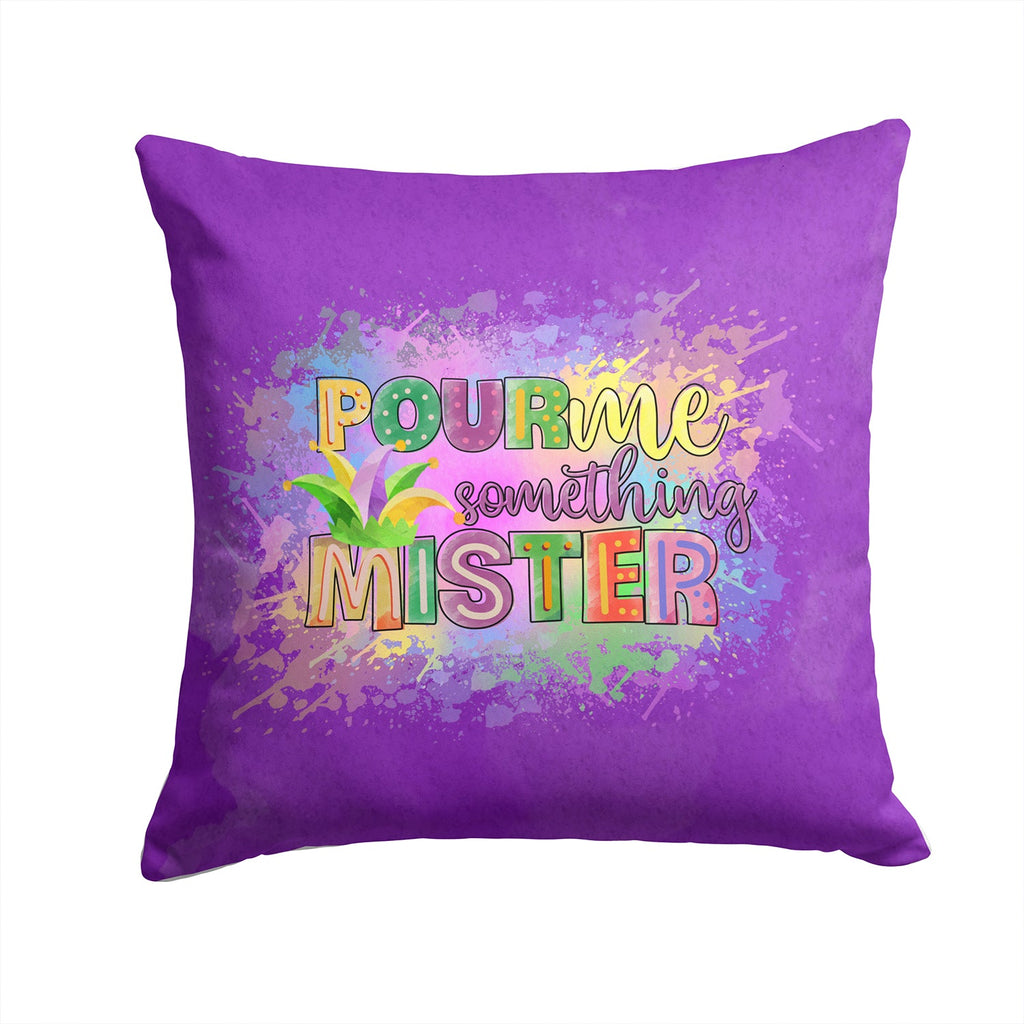 Pour Me Something Mister Mardi Gras Decorative Throw Pillow 14x14 Indoor Outdoor Accent Cushion, Fabric Cover with Insert for Sofa, Bed, Porch & Living Room