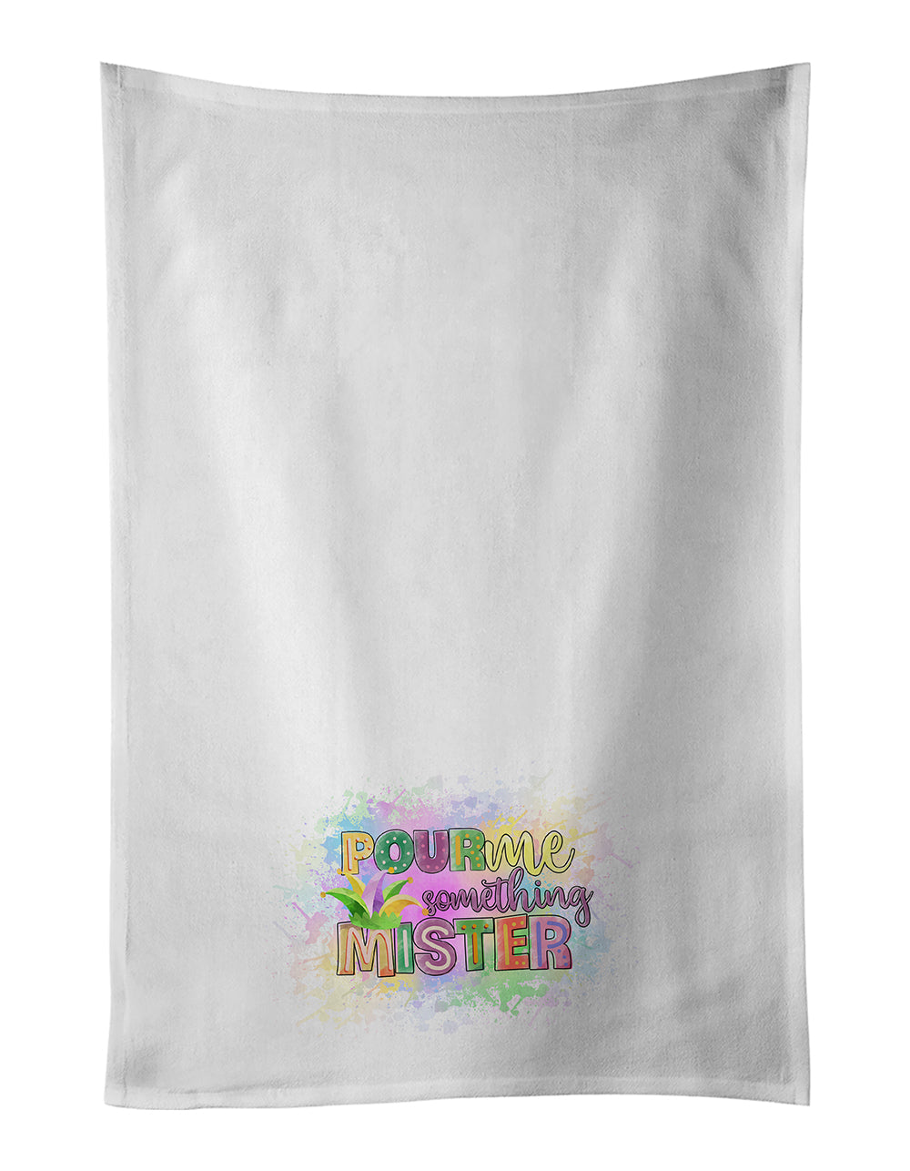 Pour Me Something Mister Mardi Gras Kitchen Towel Set of 2 White Dish Towels Decorative Bathroom Hand towel for Hand, Face, Hair, Yoga, Tea, Dishcloth, 19 X 28", White