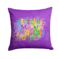 Little Mr. Mardi Gras Decorative Throw Pillow 14x14 Indoor Outdoor Accent Cushion, Fabric Cover with Insert for Sofa, Bed, Porch & Living Room