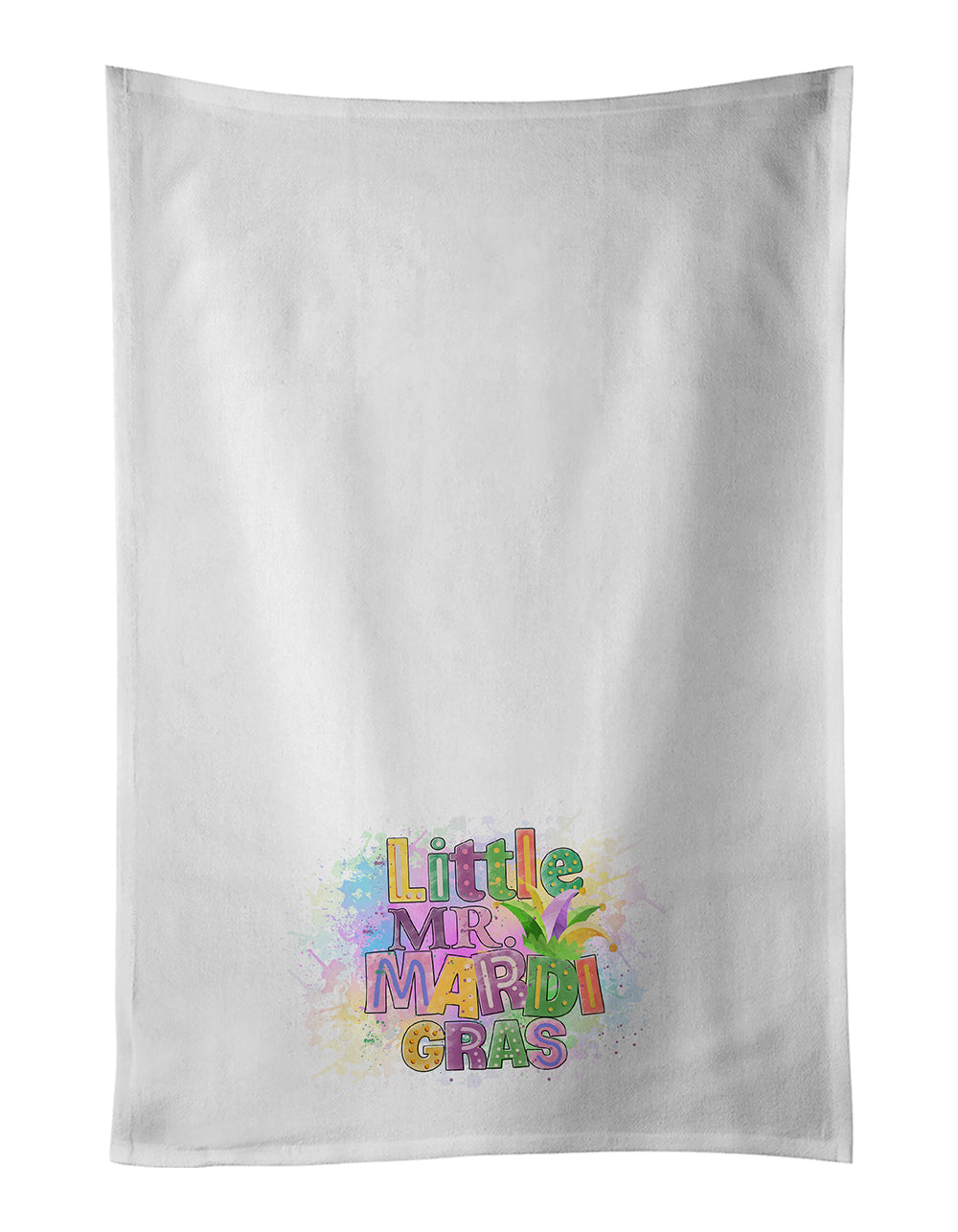 Little Mr. Mardi Gras Kitchen Towel Set of 2 White Dish Towels Decorative Bathroom Hand towel for Hand, Face, Hair, Yoga, Tea, Dishcloth, 19 X 28", White