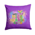 Little Miss Mardi Gras Decorative Throw Pillow 14x14 Indoor Outdoor Accent Cushion, Fabric Cover with Insert for Sofa, Bed, Porch & Living Room