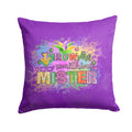 Throw me Somethin Mister Mardi Gras Decorative Throw Pillow 14x14 Indoor Outdoor Accent Cushion, Fabric Cover with Insert for Sofa, Bed, Porch & Living Room