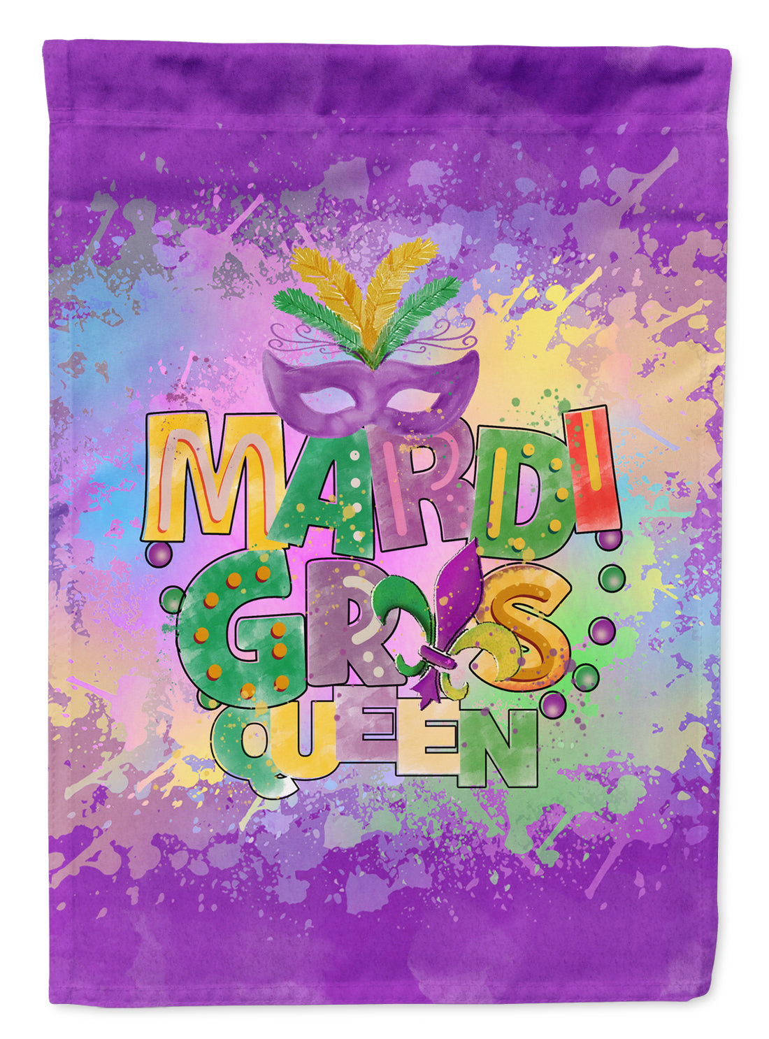 Mardi Gras Queen House Flag 28x40 Porch Sleeve Pole Decorative Outside Yard Banner Artwork Wall Hanging, Polyester