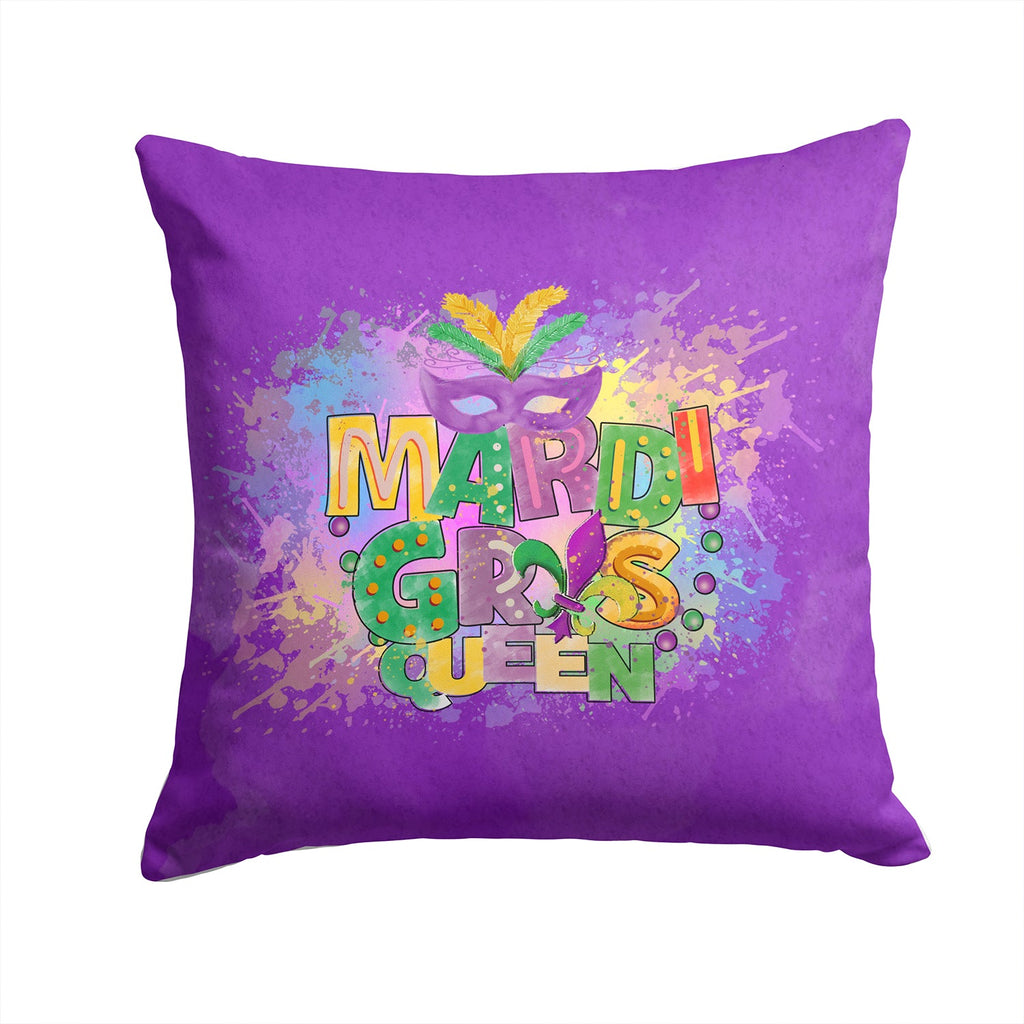 Mardi Gras Queen Decorative Throw Pillow 14x14 Indoor Outdoor Accent Cushion, Fabric Cover with Insert for Sofa, Bed, Porch & Living Room