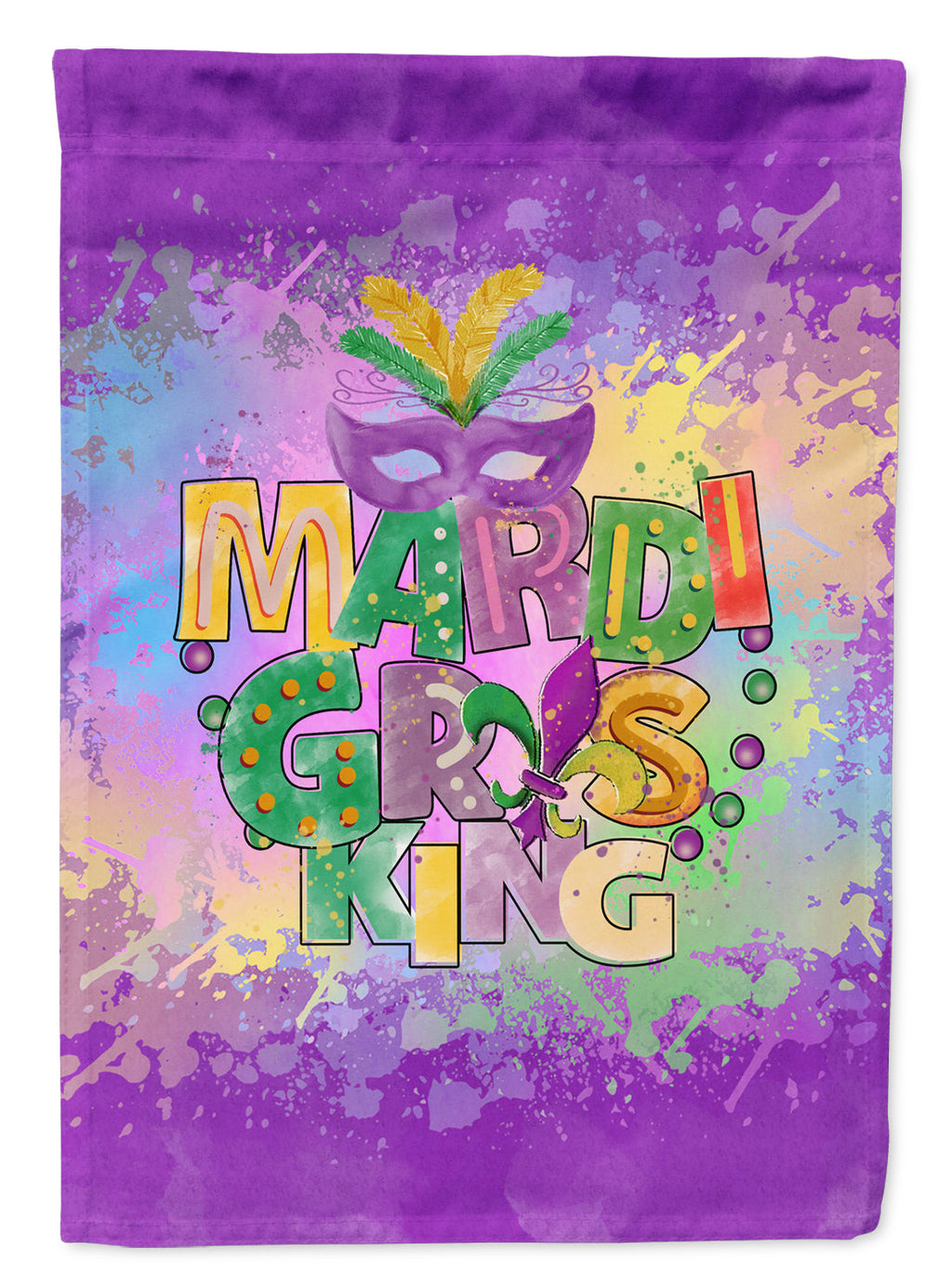 Mardi Gras King House Flag 28x40 Porch Sleeve Pole Decorative Outside Yard Banner Artwork Wall Hanging, Polyester