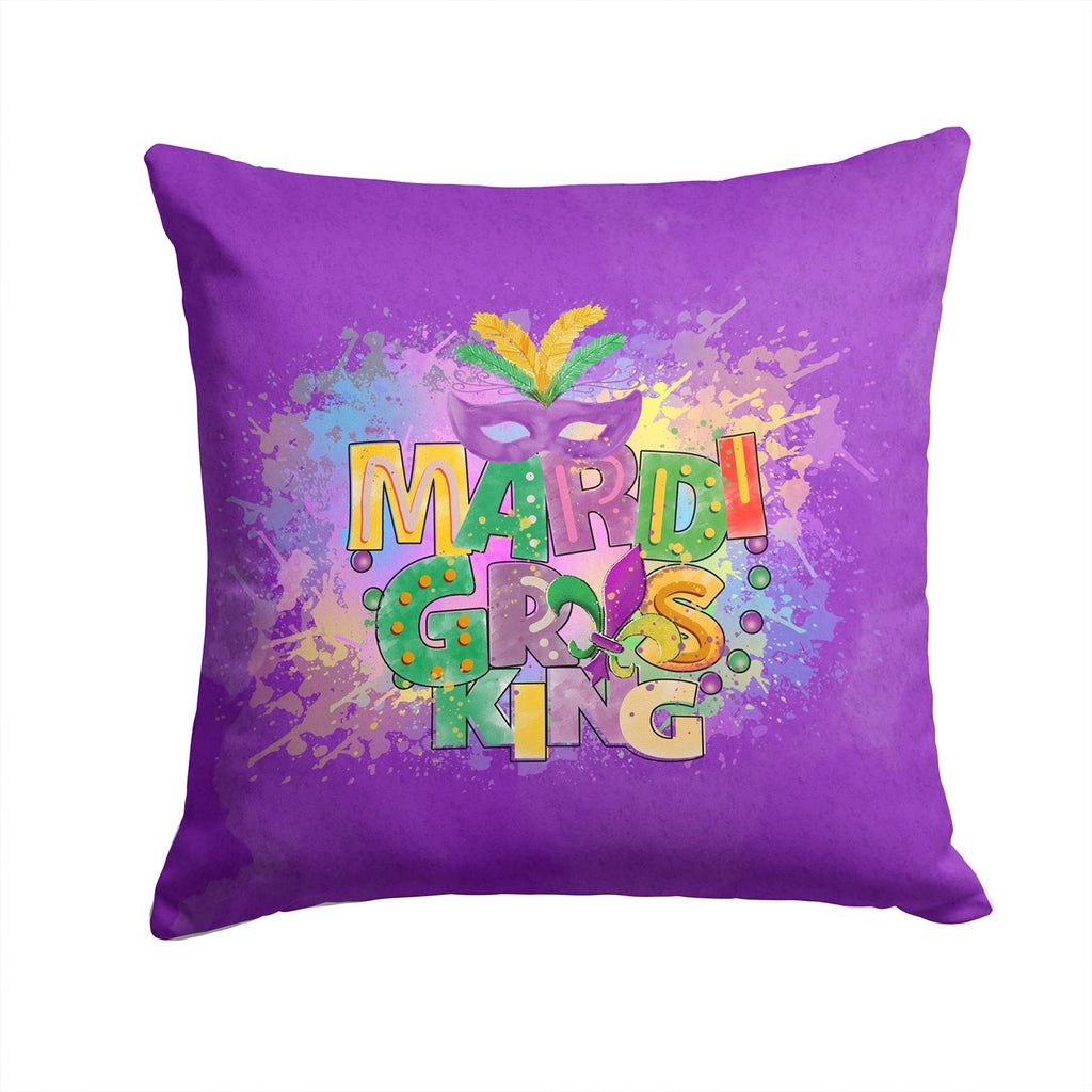 Mardi Gras King Decorative Throw Pillow 14x14 Indoor Outdoor Accent Cushion, Fabric Cover with Insert for Sofa, Bed, Porch & Living Room