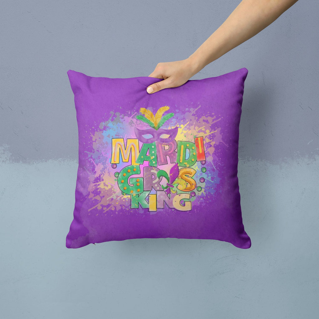 Mardi Gras King Decorative Throw Pillow 14x14 Indoor Outdoor Accent Cushion, Fabric Cover with Insert for Sofa, Bed, Porch & Living Room