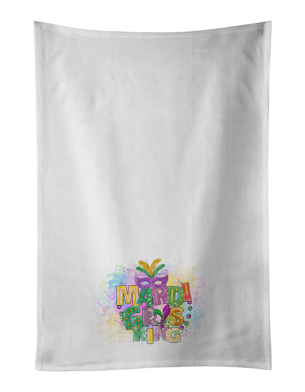 Mardi Gras King Kitchen Towel Set of 2 White Dish Towels Decorative Bathroom Hand towel for Hand, Face, Hair, Yoga, Tea, Dishcloth, 19 X 28", White
