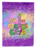 My 1st Mardi Gras House Flag 28x40 Porch Sleeve Pole Decorative Outside Yard Banner Artwork Wall Hanging, Polyester
