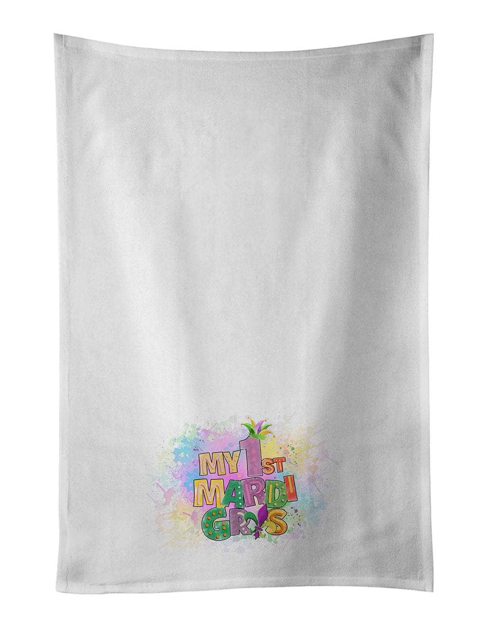 My 1st Mardi Gras Kitchen Towel Set of 2 White Dish Towels Decorative Bathroom Hand towel for Hand, Face, Hair, Yoga, Tea, Dishcloth, 19 X 28", White