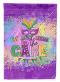 I am Just Here for Cake Mardi Gras House Flag 28x40 Porch Sleeve Pole Decorative Outside Yard Banner Artwork Wall Hanging, Polyester