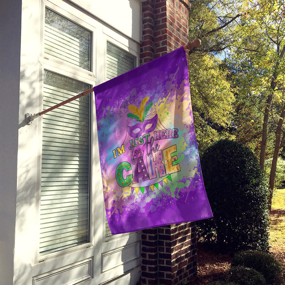 I am Just Here for Cake Mardi Gras House Flag 28x40 Porch Sleeve Pole Decorative Outside Yard Banner Artwork Wall Hanging, Polyester