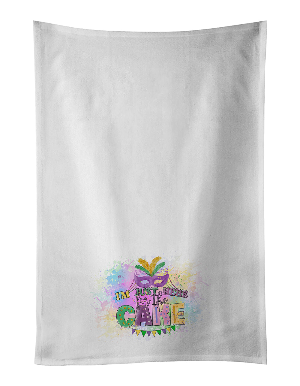 I am Just Here for Cake Mardi Gras Kitchen Towel Set of 2 White Dish Towels Decorative Bathroom Hand towel for Hand, Face, Hair, Yoga, Tea, Dishcloth, 19 X 28", White