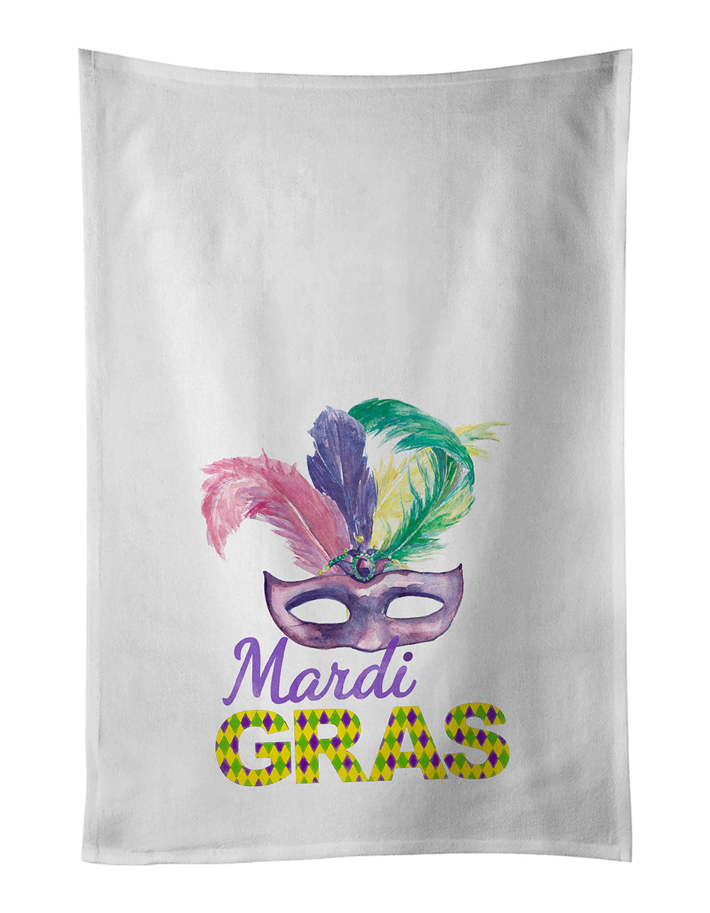 Purple Mask Mardi Gras Kitchen Towel Set of 2 White Dish Towels Decorative Bathroom Hand towel for Hand, Face, Hair, Yoga, Tea, Dishcloth, 19 X 28", White