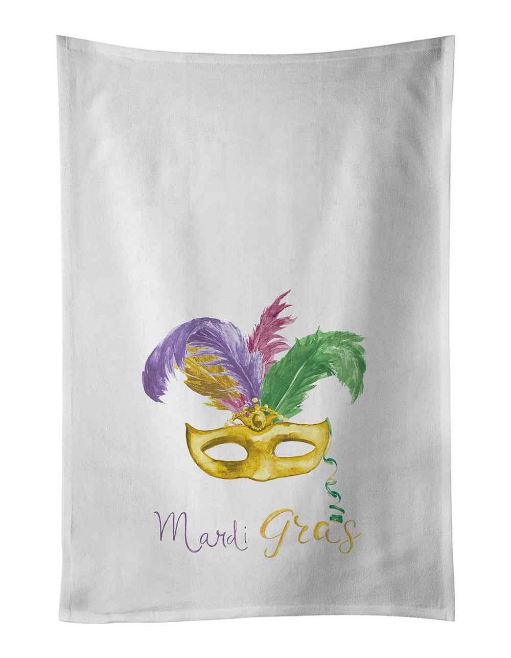Yellow Mask Mardi Gras Kitchen Towel Set of 2 White Dish Towels Decorative Bathroom Hand towel for Hand, Face, Hair, Yoga, Tea, Dishcloth, 19 X 28", White
